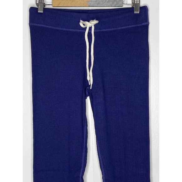 NWT Monrow Womens Ribbed Cuff Sweatpants Size Medium Lounge Wear Blue Drawstring - Picture 4 of 10